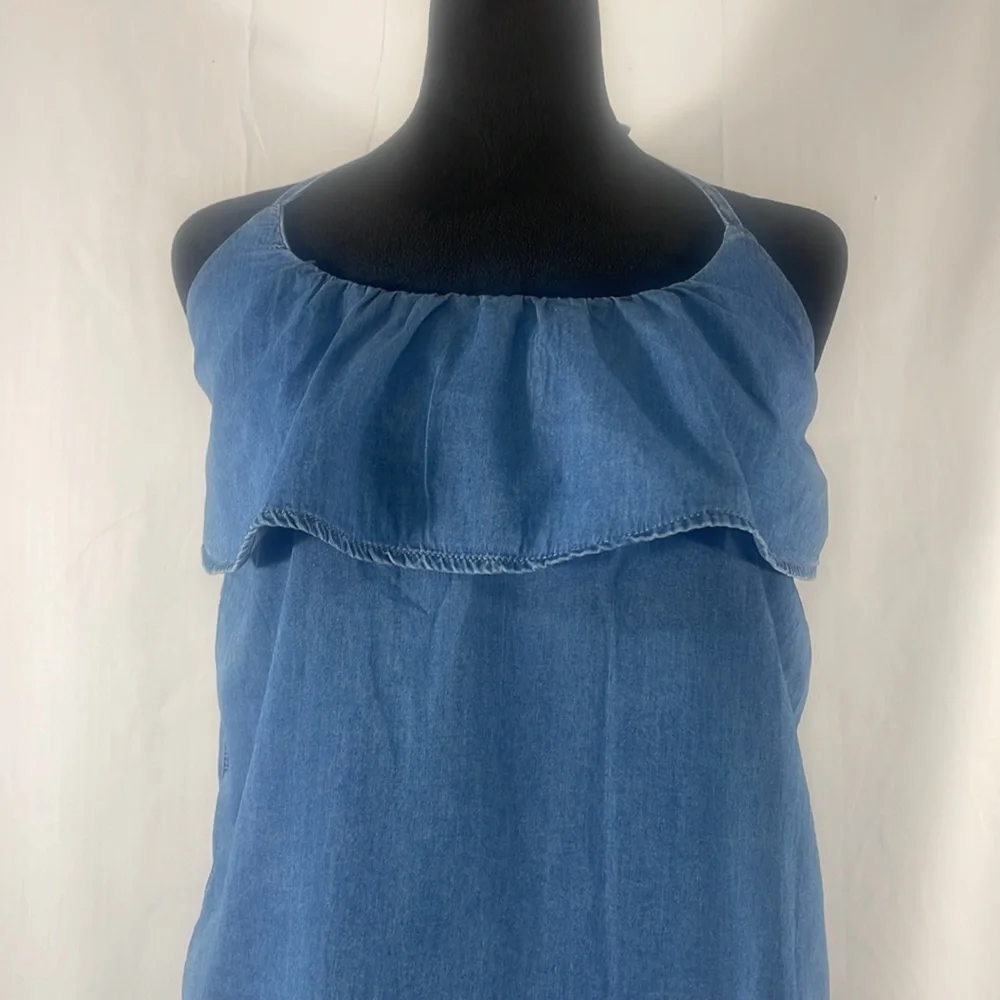 Chambray, denim, halter tie top, Blue, Small - Picture 10 of 10